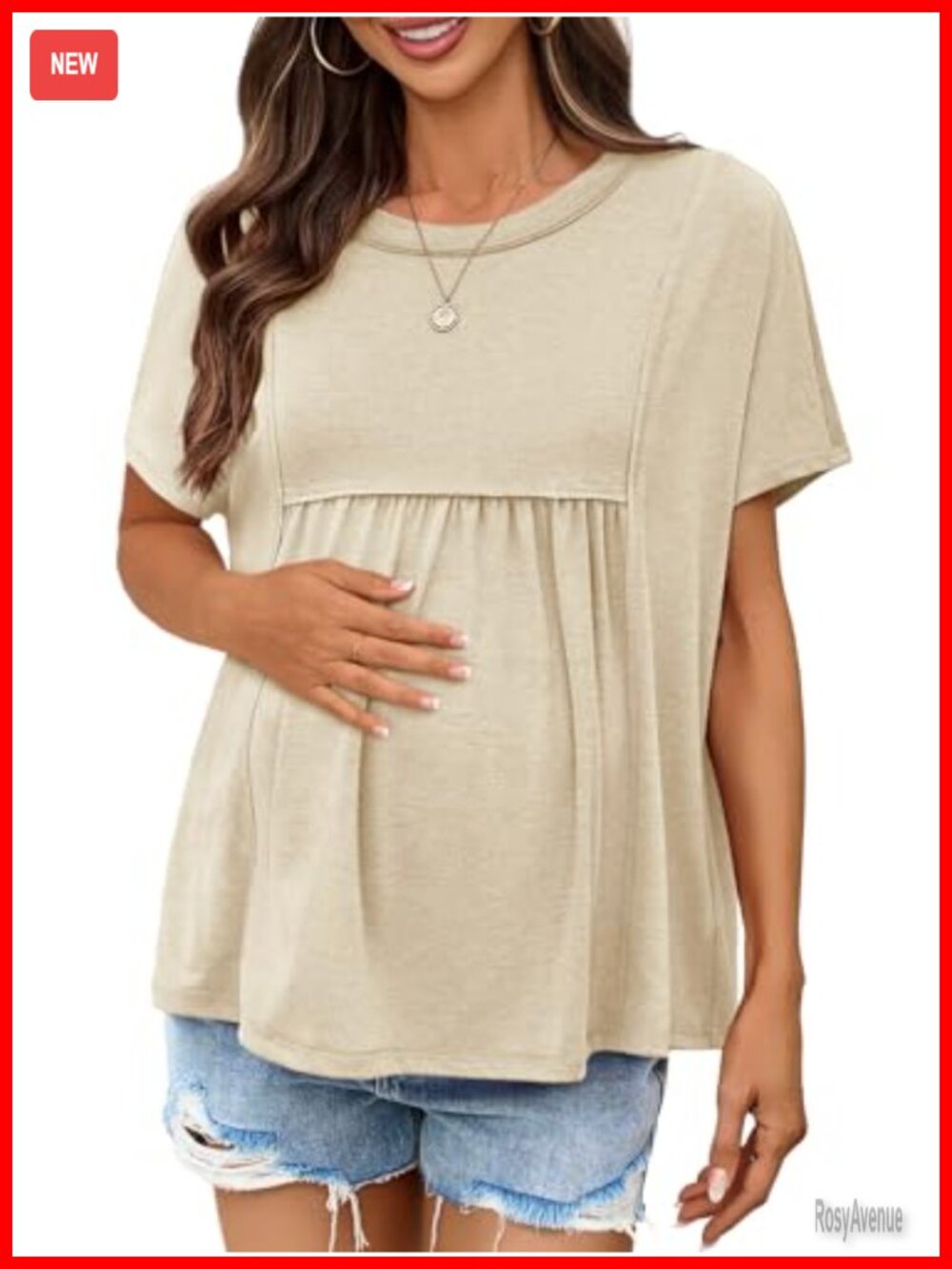 Womens Maternity Batwing Short Sleeve Pregnancy T Shirt Pleated Peplum Nursing